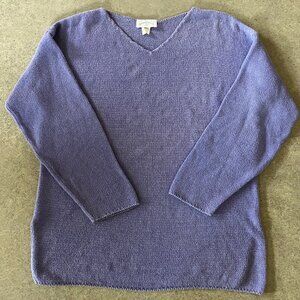 United Knitwear-Oversized- Size M-Lavender-V neck-Cotton/nylon Sweater